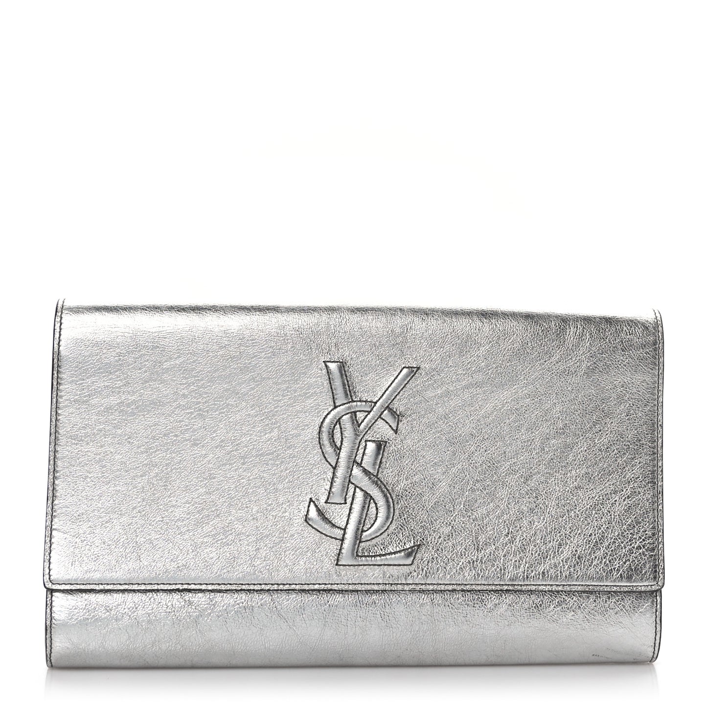 Metallic Calfskin Large Belle De Jour Clutch Silver Gold
