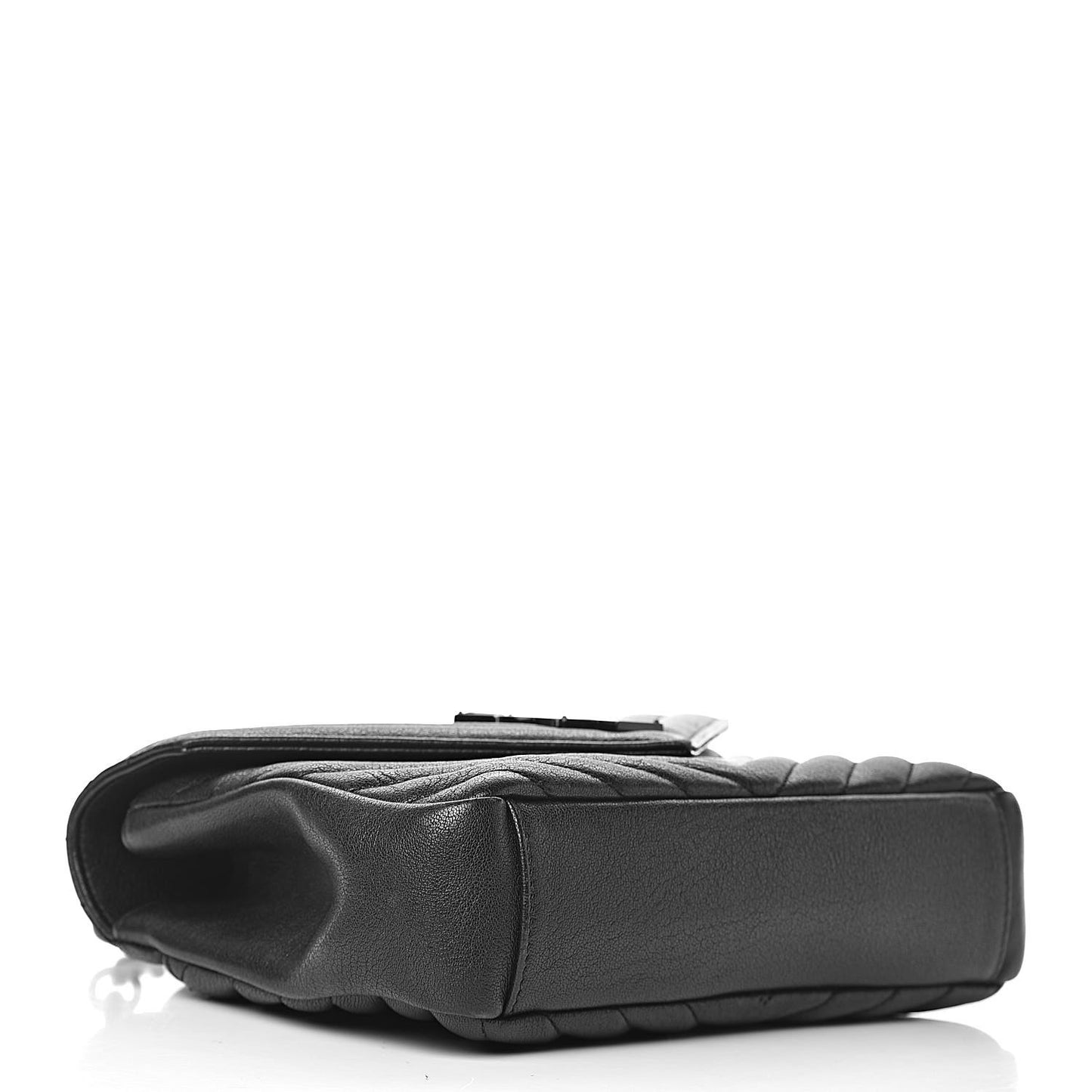 Sheepskin Matelasse Chevron Monogram Medium College Bag Black