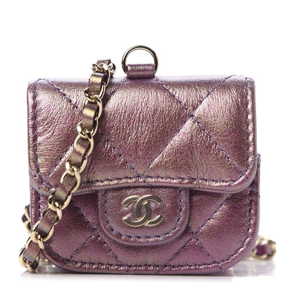 Chanel Iridescent Lambskin Quilted Airpods Pro Case Purple 1 of 9
