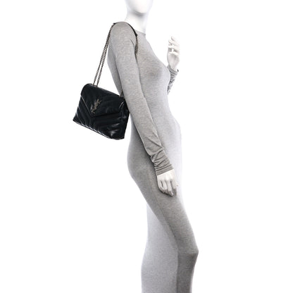 Saint Laurent Calfskin Y Quilted Monogram Small Loulou Chain Satchel Black 2 of 12