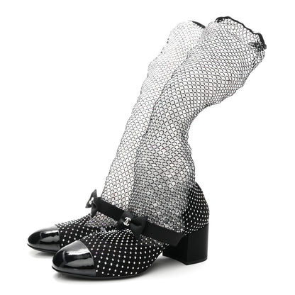 Chanel Mesh Crystal Patent CC Bow High Boots 40 Black 4 of 8