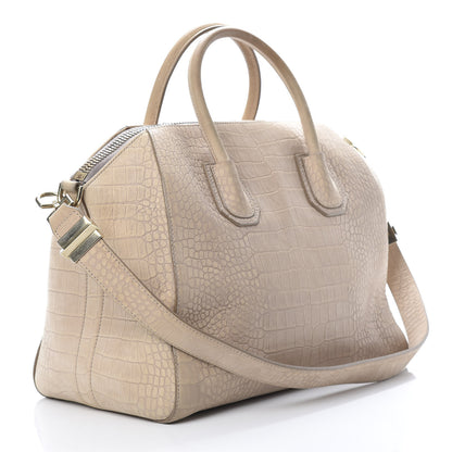 Givenchy Nubuck Crocodile Embossed Medium Antigona Beige 3 of 14