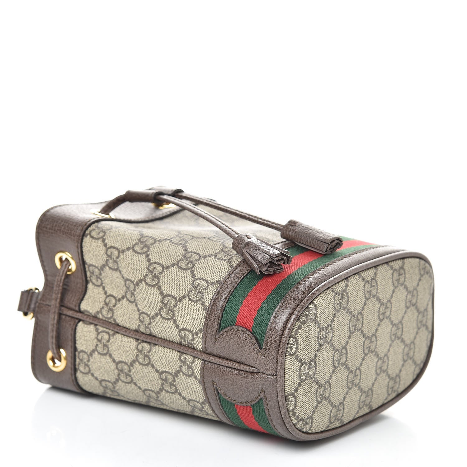 Gucci GG Supreme Monogram Web Mini Ophidia Bucket Bag Brown 4 of 10