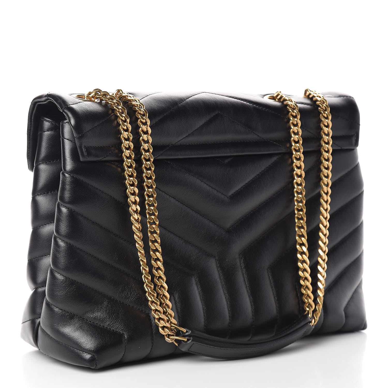 Saint Laurent Calfskin Y Quilted Monogram Medium Loulou Chain Satchel Black 3 of 11