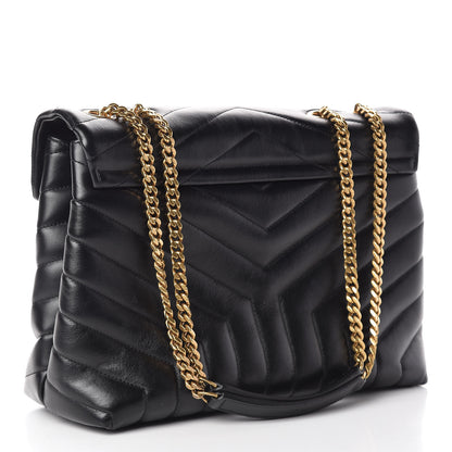 Saint Laurent Calfskin Y Quilted Monogram Medium Loulou Chain Satchel Black 3 of 11