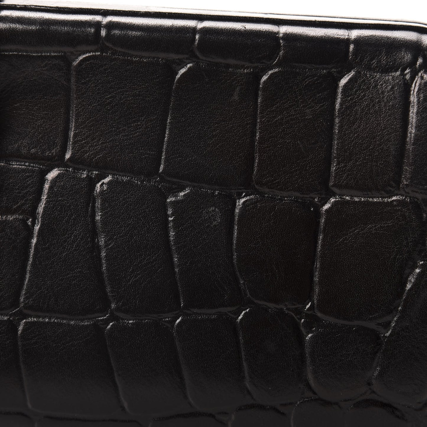 Crocodile Embossed Calfskin Frame Clutch Black