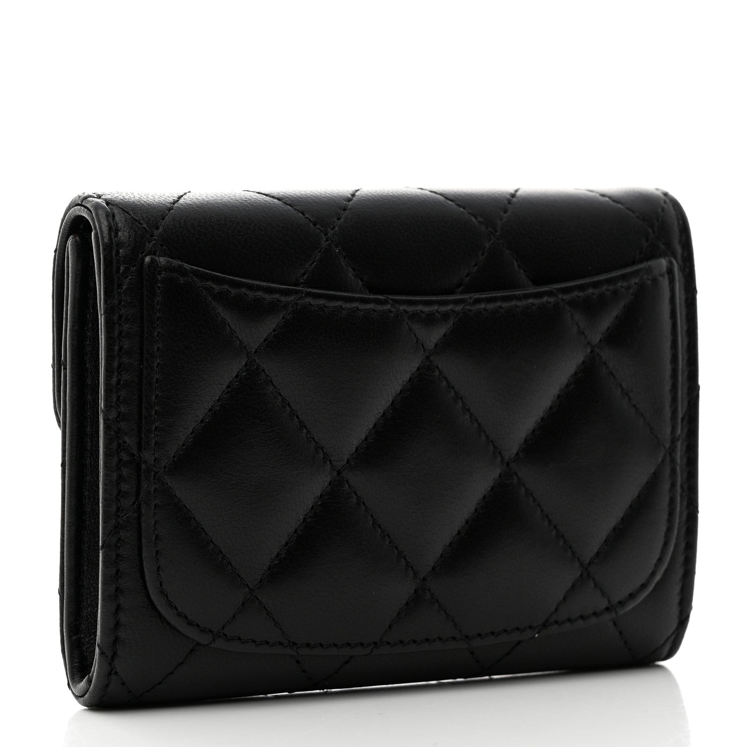 Chanel Lambskin Quilted Flap Card Holder Wallet Black 3 of 8
