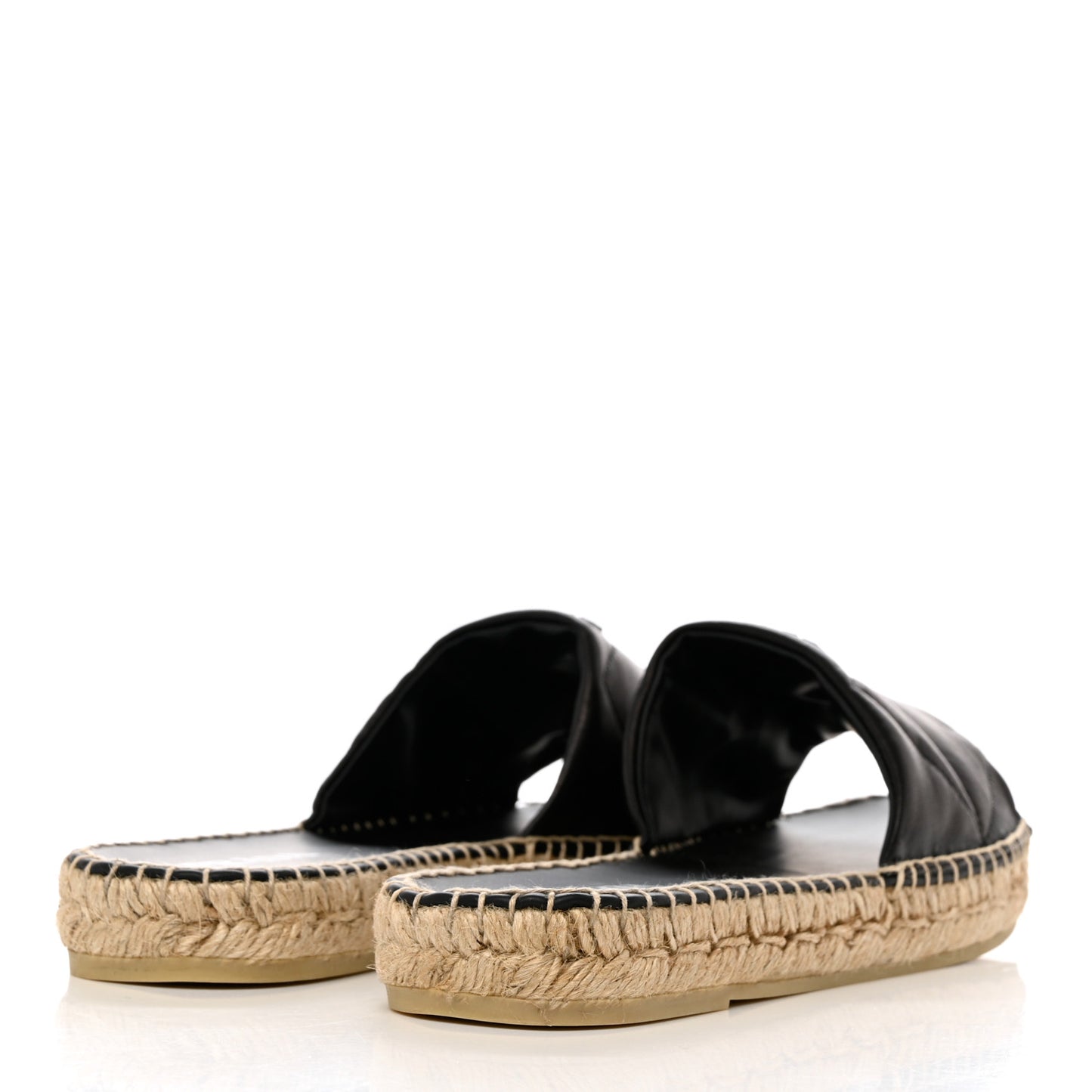 Nappa Logo Quilted Espadrille 20mm Slide Sandals 40 Black