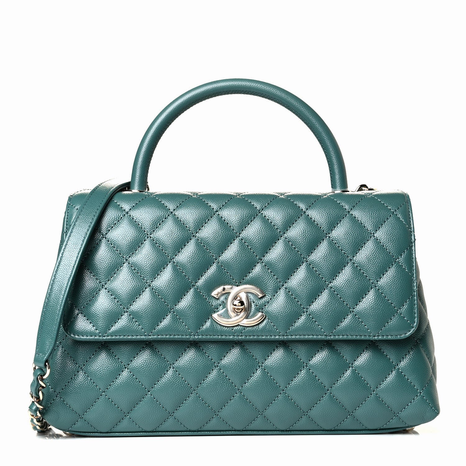 Chanel Caviar Quilted Small Coco Handle Flap Green 1 of 6
