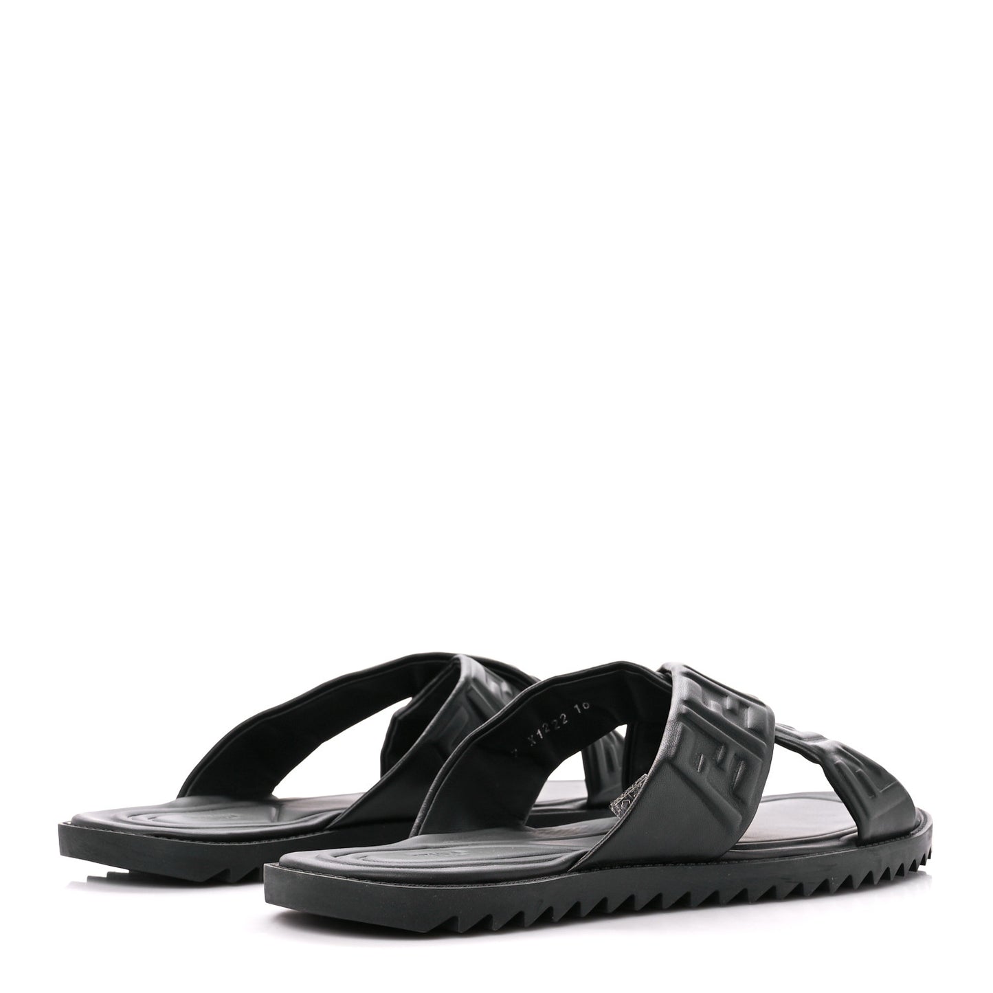 Nappa FF Embossed Mens Criss Cross Slide Sandals 10 Black