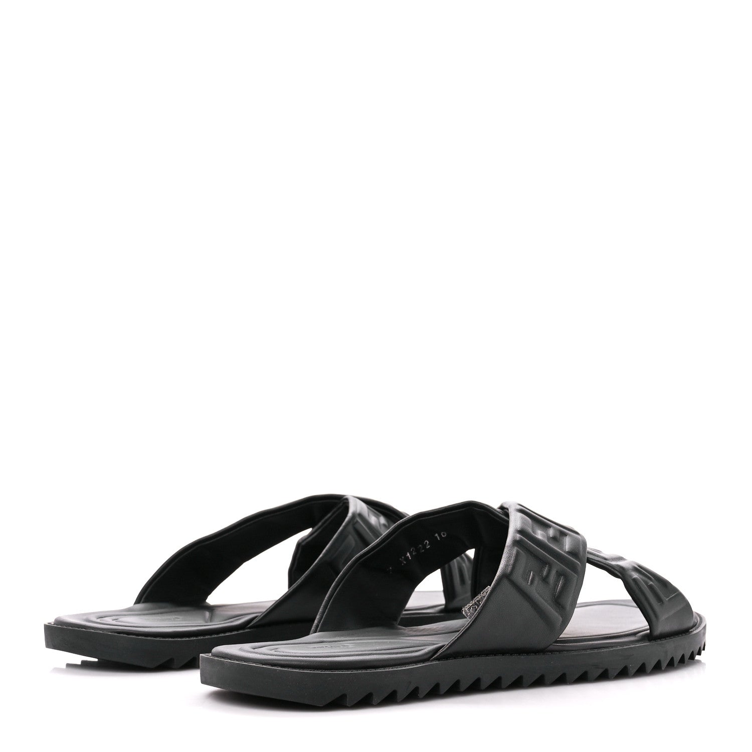 Fendi Nappa FF Embossed Mens Criss Cross Slide Sandals 10 Black 4 of 8