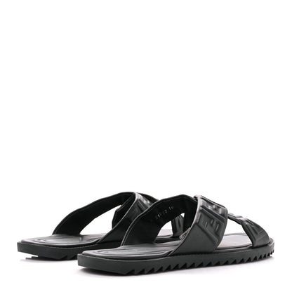 Fendi Nappa FF Embossed Mens Criss Cross Slide Sandals 10 Black 4 of 8