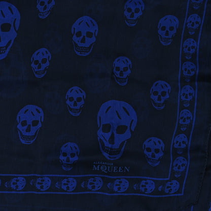 Alexander McQueen Silk Chiffon Skull Scarf Black Blue 2 of 3