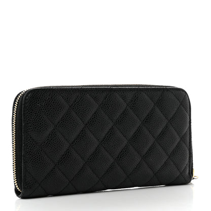 Chanel Caviar Quilted Large Gusset Zip Around Wallet Black 3 of 13