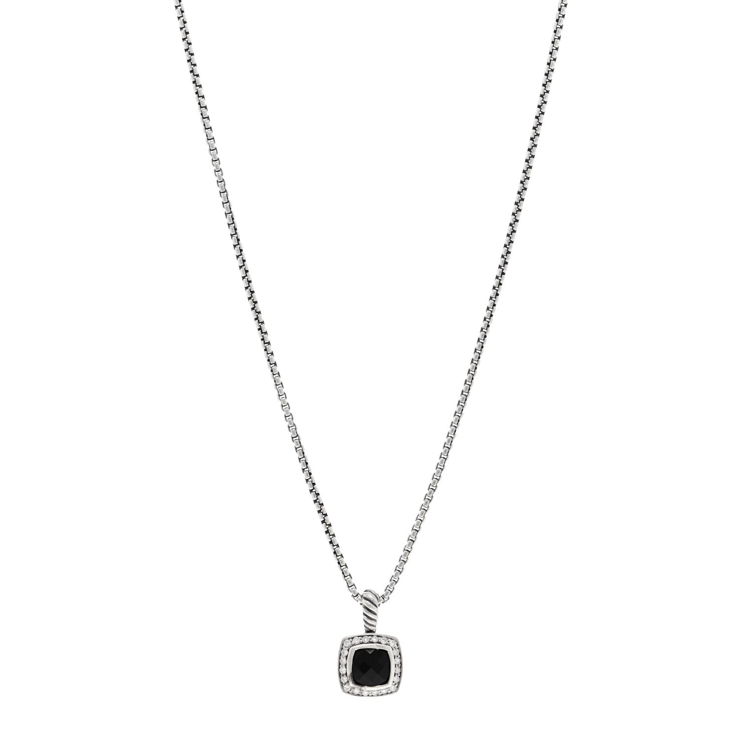 David Yurman Sterling Silver Diamond Black Onyx 7mm Petite Albion Necklace 1 of 4