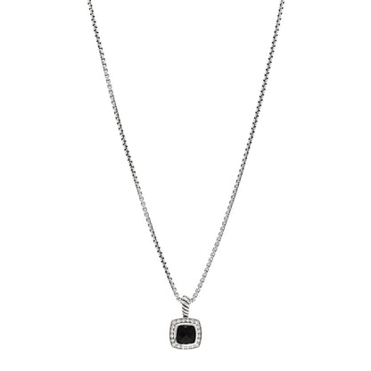 David Yurman Sterling Silver Diamond Black Onyx 7mm Petite Albion Necklace 1 of 4