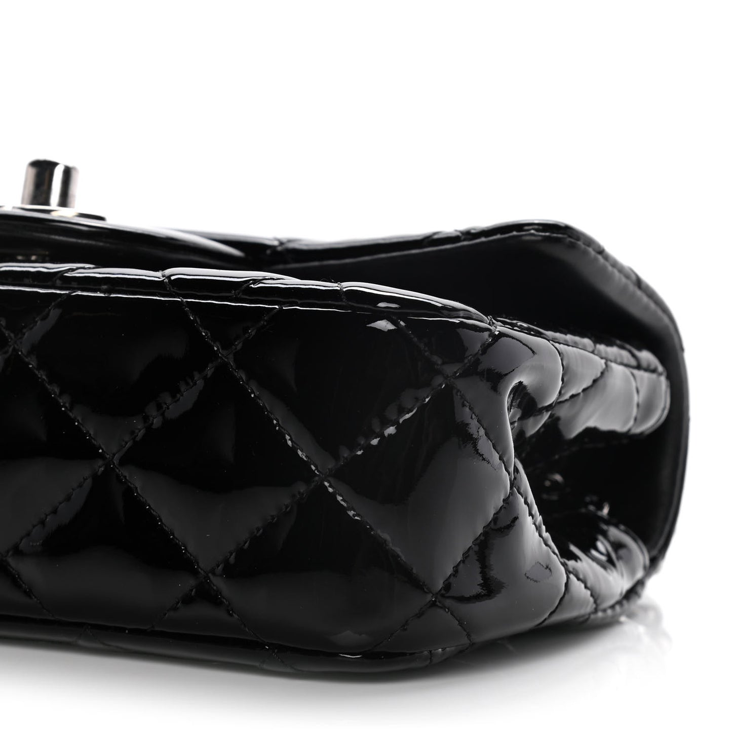 Patent Calfskin Quilted Extra Mini Rectangular Flap Black