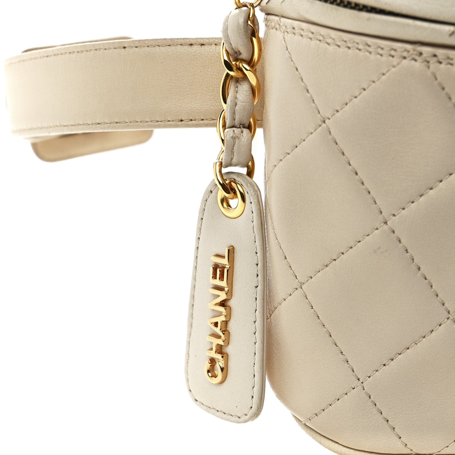 Lambskin Quilted Waist Belt Bag Beige