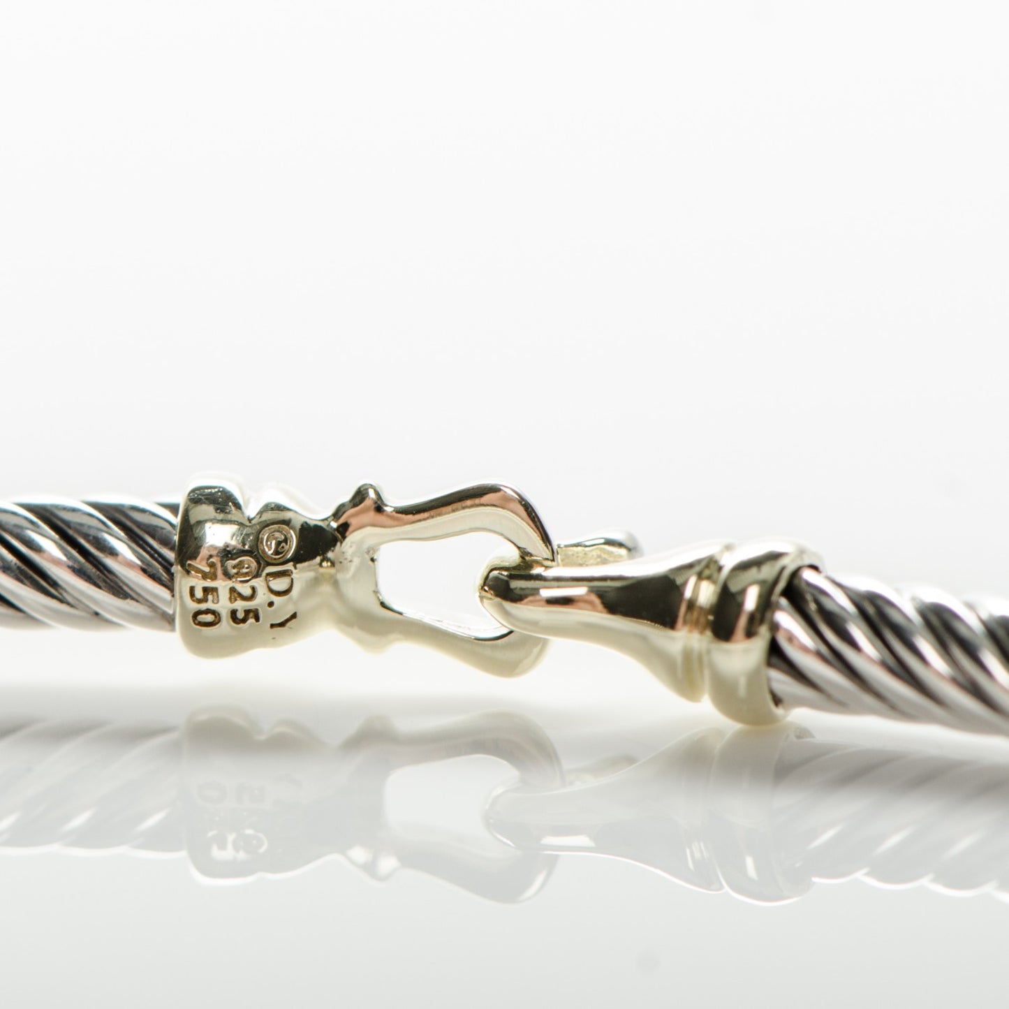 Sterling Silver 18K Yellow Gold 3mm Cable Buckle Bracelet
