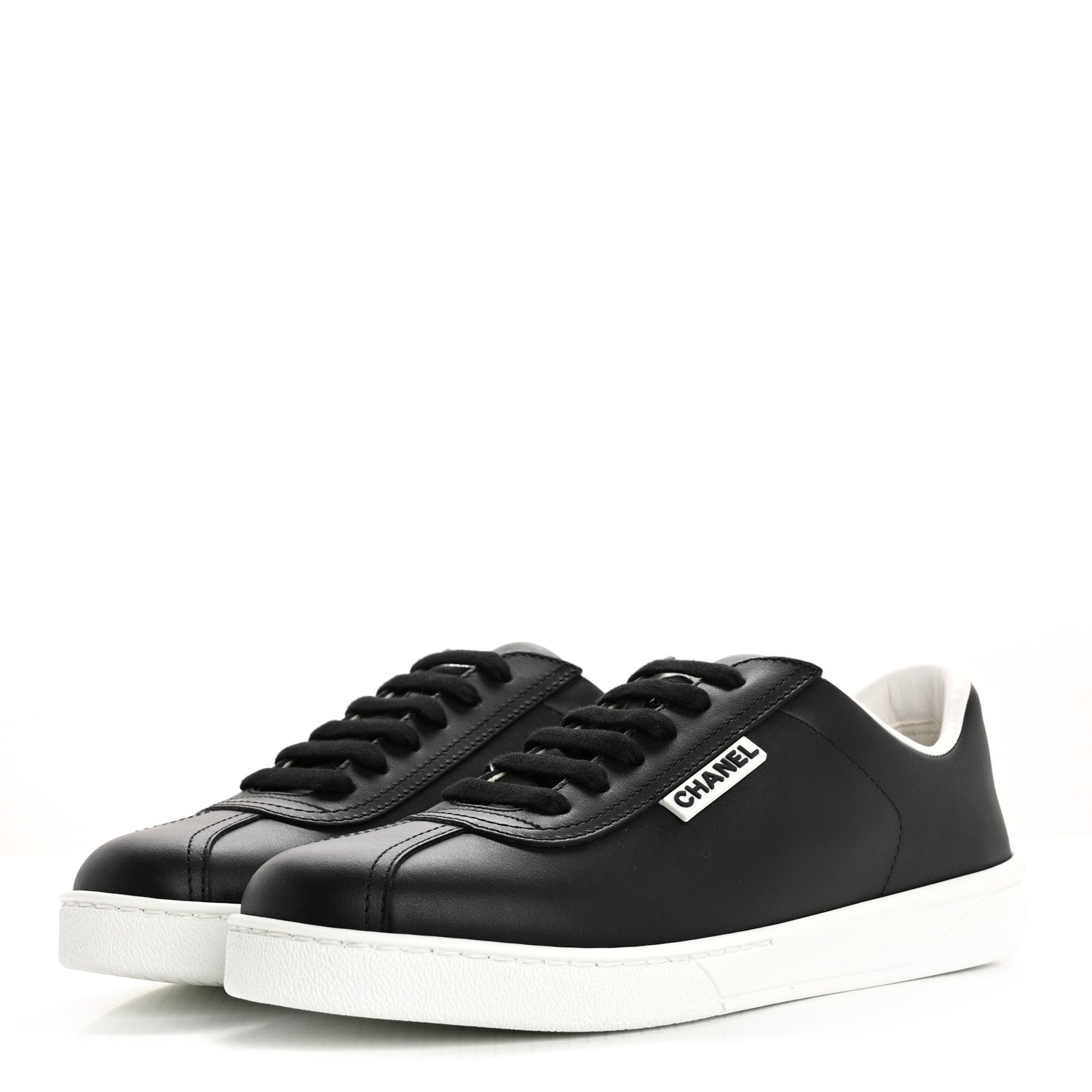 Chanel Calfskin CC Womens Sneakers 37.5 Black 4 of 9