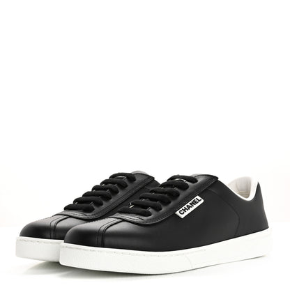 Chanel Calfskin CC Womens Sneakers 37.5 Black 4 of 9