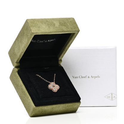 Van Cleef & Arpels 18K Rose Gold Diamond Vintage Alhambra Pendant Necklace 6 of 6