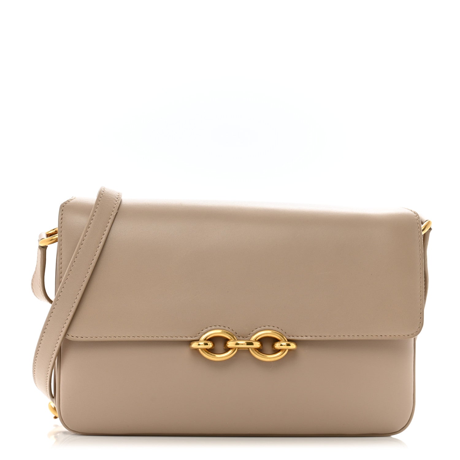 Saint Laurent Smooth Calfskin Le Maillon Satchel Dark Beige 1 of 13
