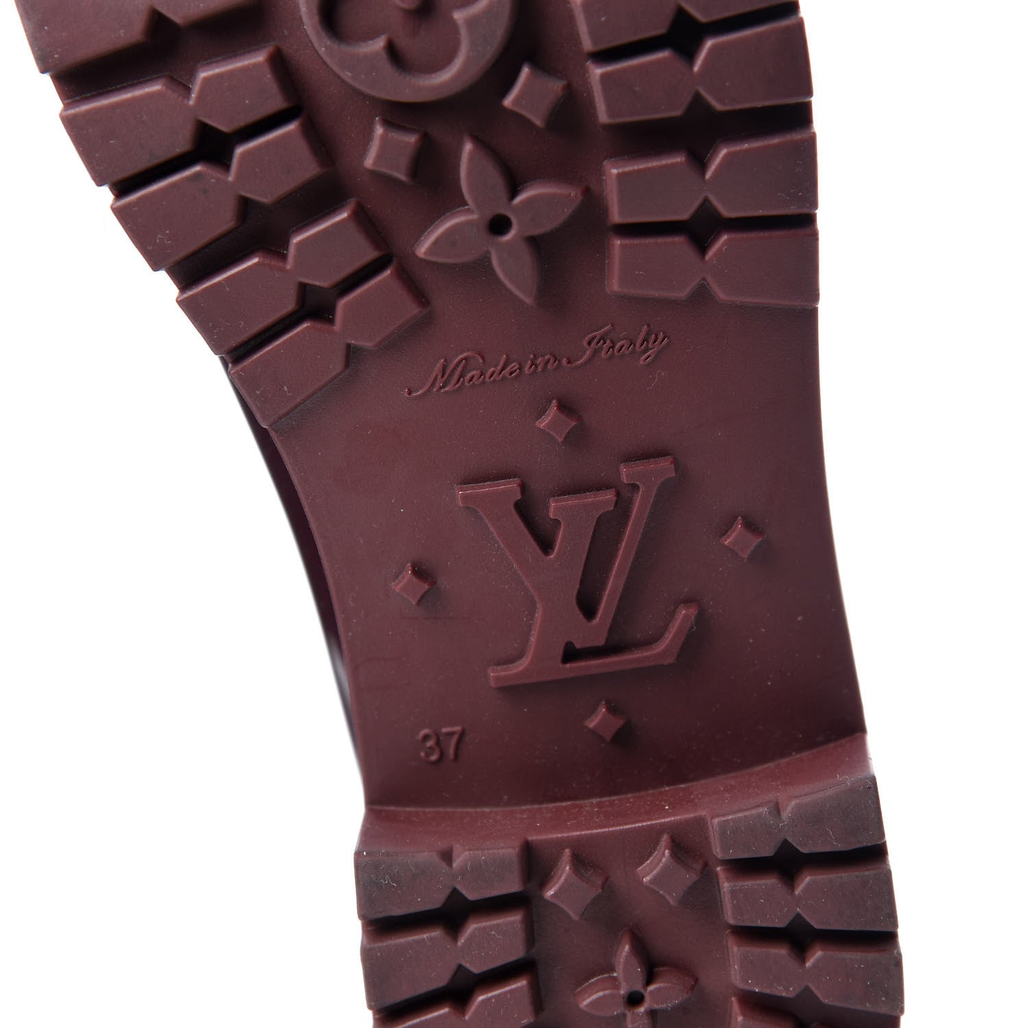 Louis Vuitton Rubber Embossed Monogram Splash Rain Boots 37 Burgundy 9 of 9