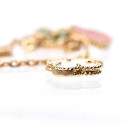 Van Cleef & Arpels 18K Yellow Gold Mother of Pearl Malachite Carnelian Tiger Eye 4 Motifs Lucky Alhambra Bracelet 3 of 4
