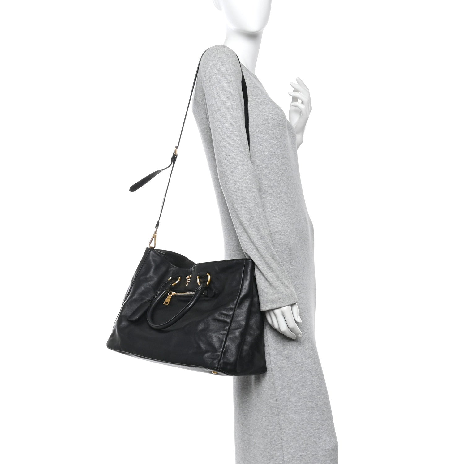 Prada Soft Calf Shopping Tote Black 2 of 10
