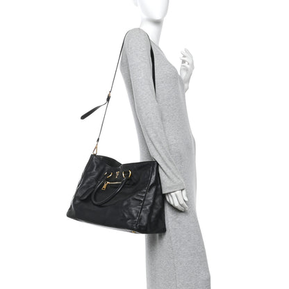 Prada Soft Calf Shopping Tote Black 2 of 10