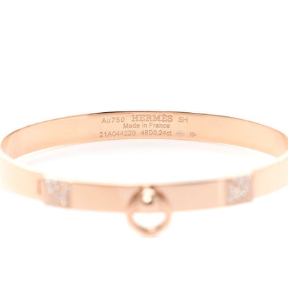 Hermes 18K Rose Gold Diamond PM Collier De Chien Bracelet SH 4 of 6
