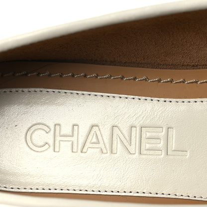 Chanel Shiny Calfskin Pearl CC Mocassin Loafers 36 White 9 of 13