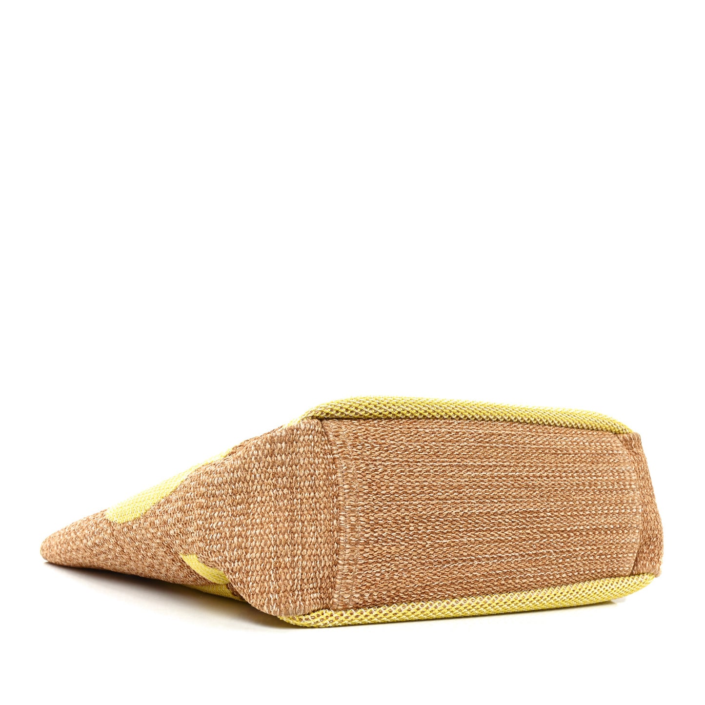 Mixed Fibers Large Shopping Bag Yellow Brown