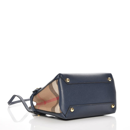 Burberry Grainy Calfskin House Check Baby Banner Tote Ink Blue 5 of 9