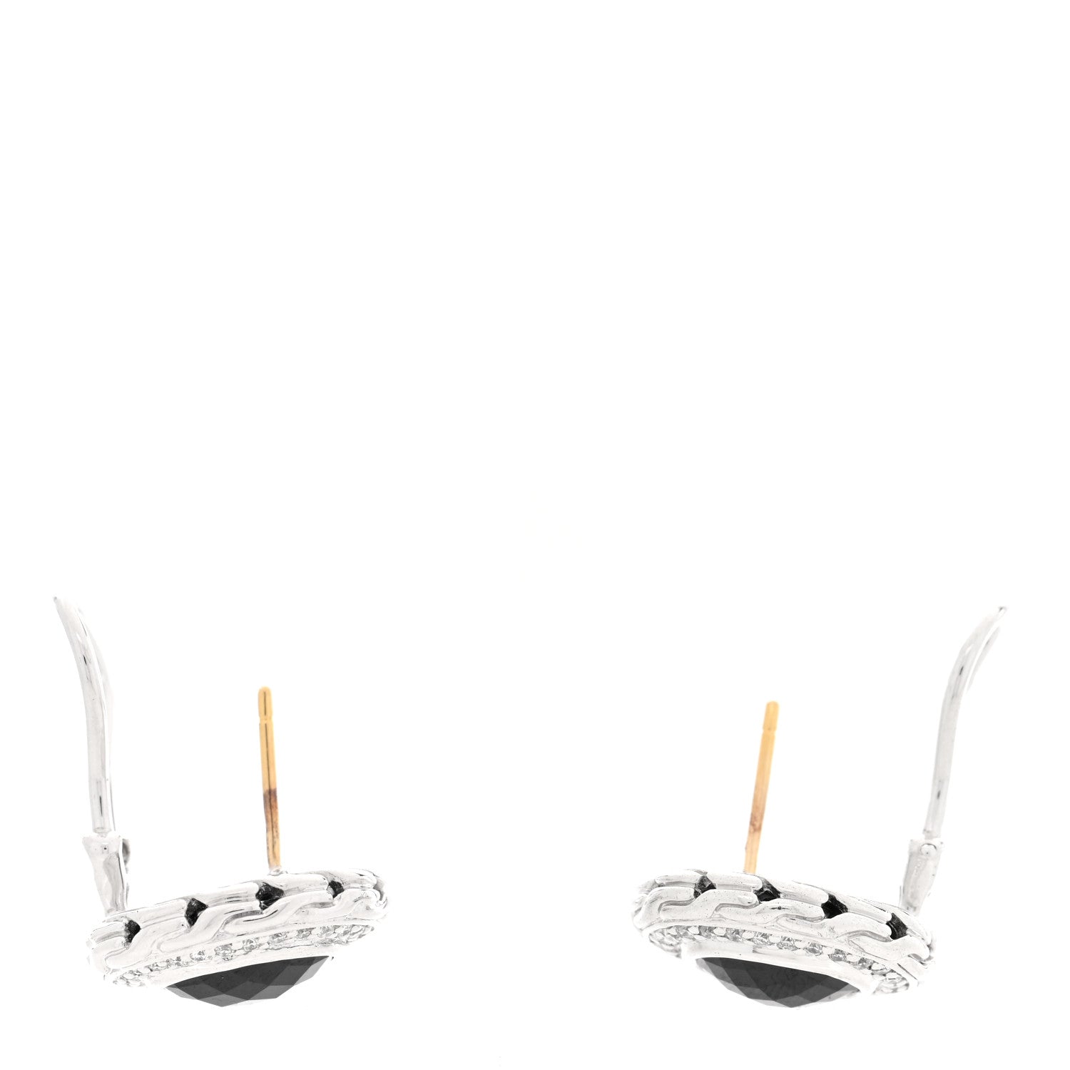 John Hardy Sterling Silver Diamond Black Onyx Classic Chain Oval Earrings 3 of 4