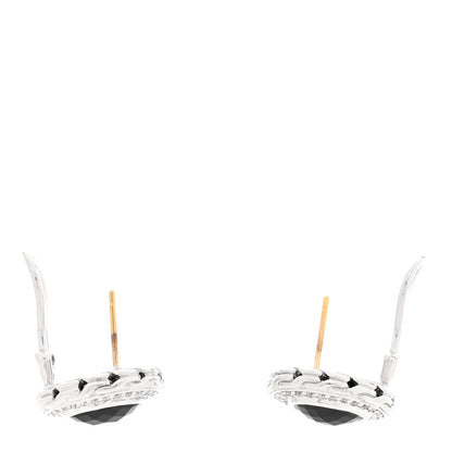 John Hardy Sterling Silver Diamond Black Onyx Classic Chain Oval Earrings 3 of 4