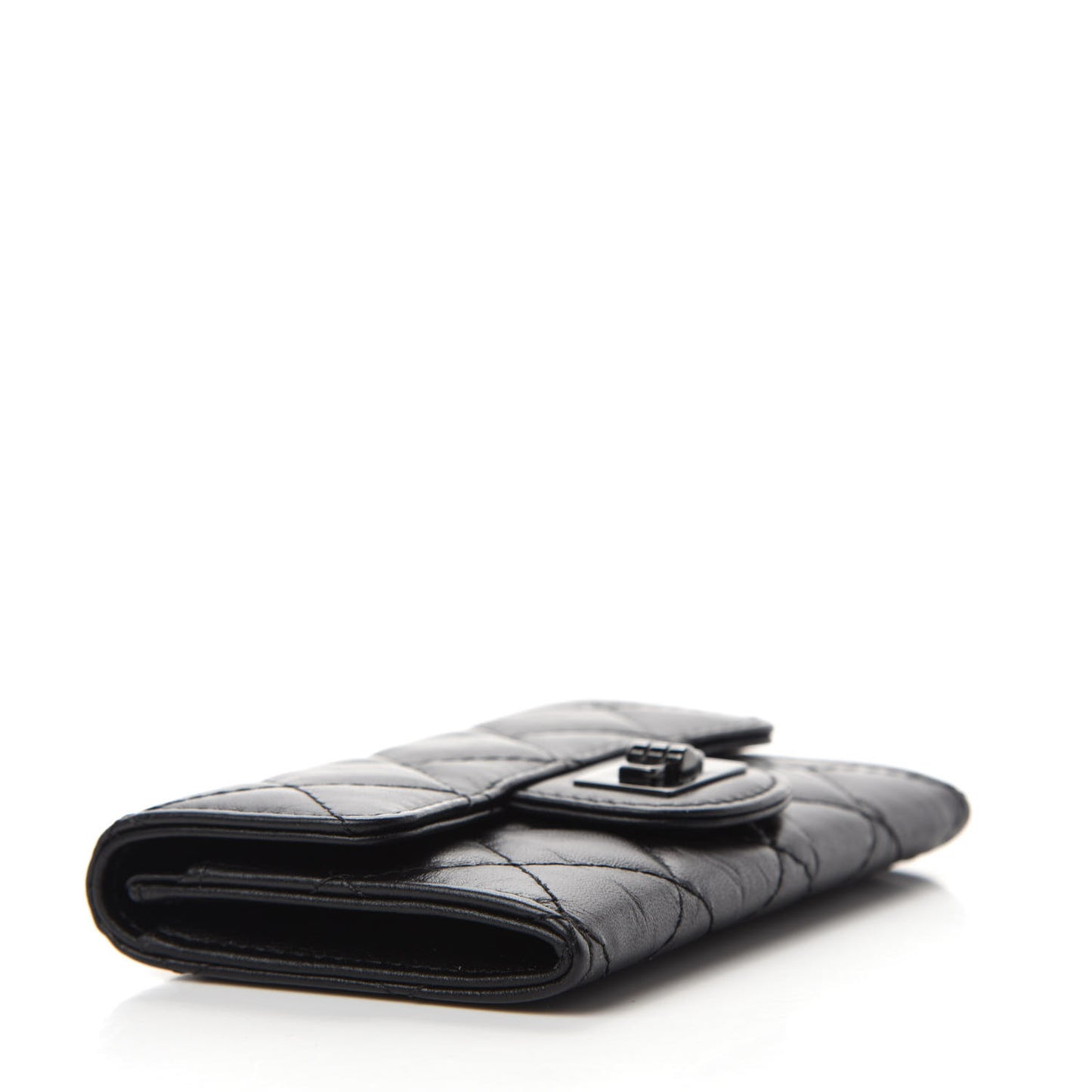 Aged Calfskin Quilted Reissue Flap Card Holder So Black