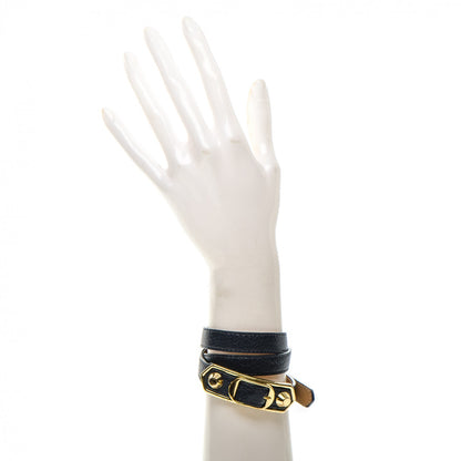 Balenciaga Chevre Gold Metallic Edge Hardware Triple Tour M Bracelet Bleu Nuit 2 of 7