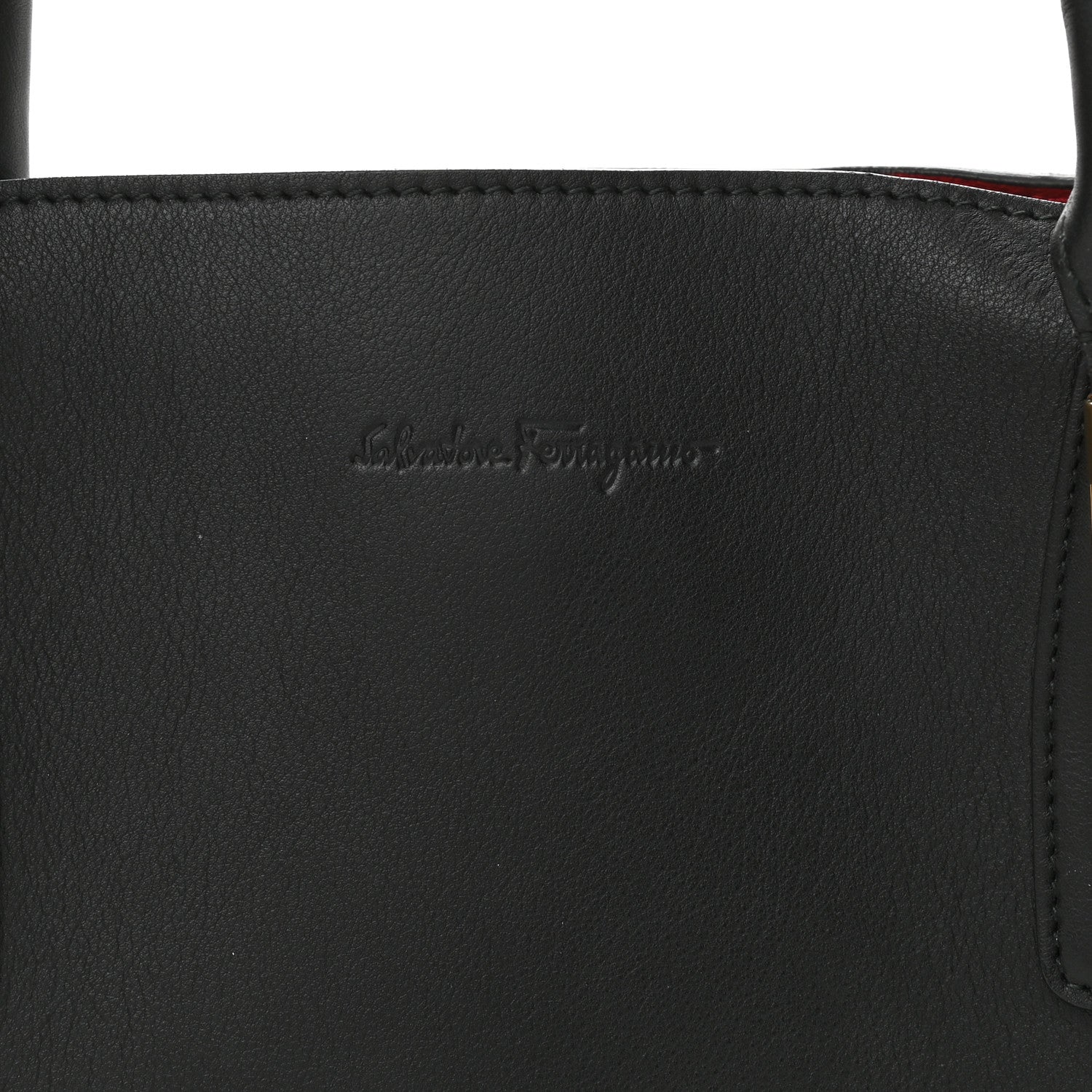 Salvatore Ferragamo Calfskin Python Whitney Tote Black 8 of 11