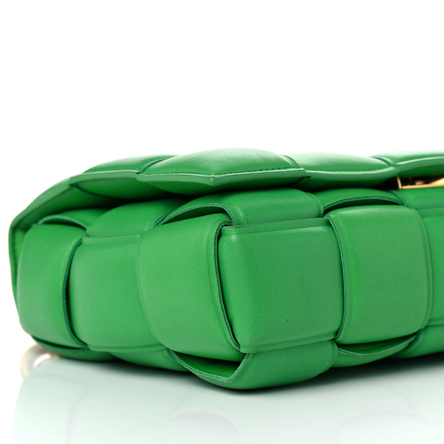 Lambskin Maxi Intreccio Padded Chain Cassette Crossbody Bag Grass