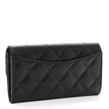 Chanel Caviar Quilted Medium Gusset Flap Wallet Black 3 of 9