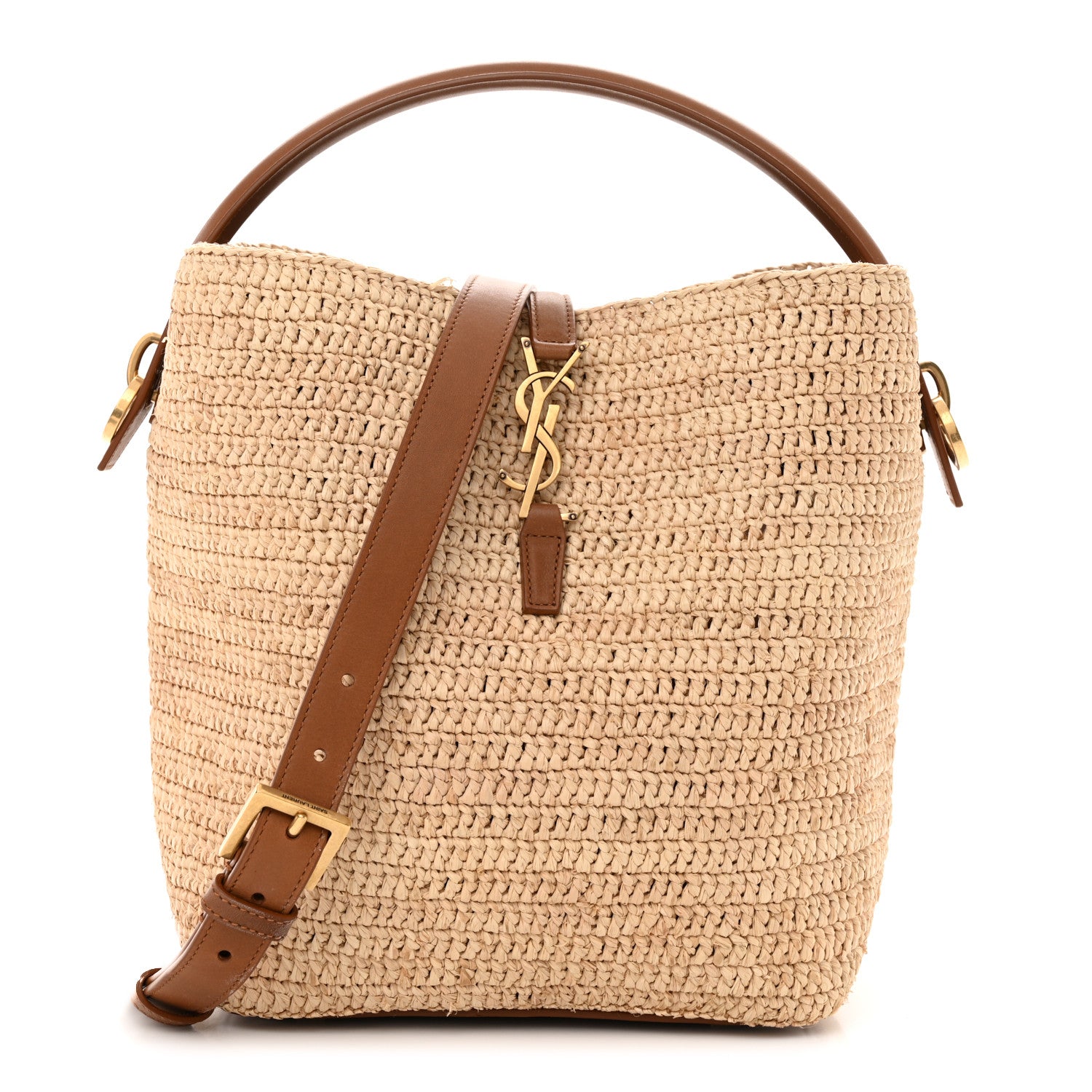 Saint Laurent Raffia Vegetable Le 37 Bucket Bag Naturel Brick 1 of 16