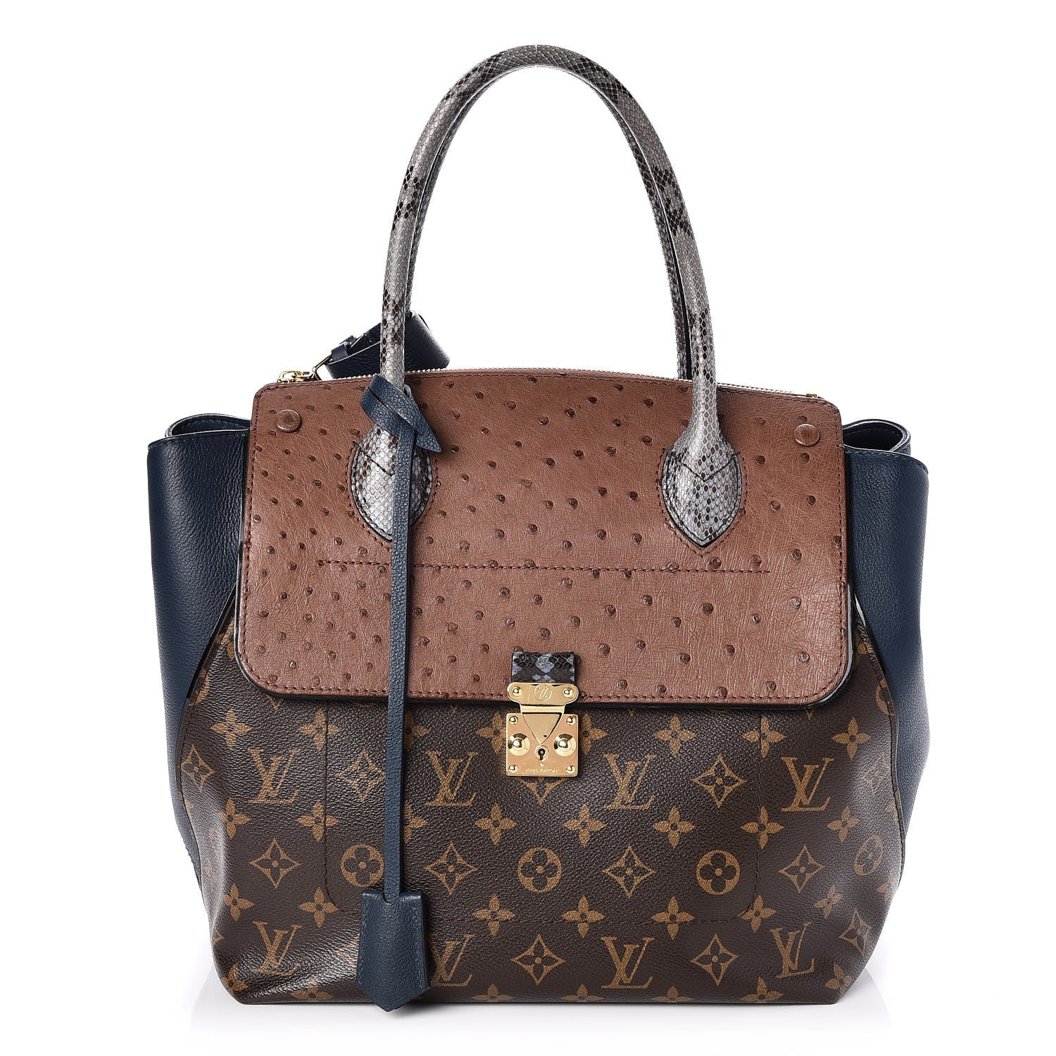 Louis Vuitton Ostrich Python Majestueux Tote MM Blue 1 of 7
