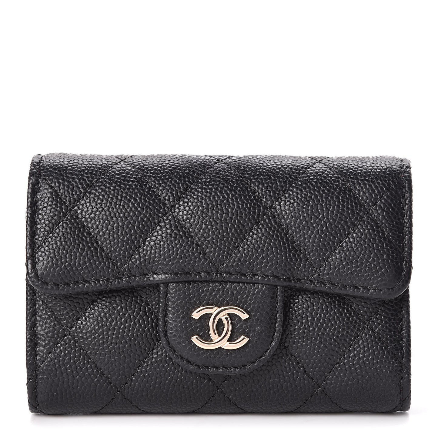 Caviar Quilted Classic 4 Key Holder Wallet Black