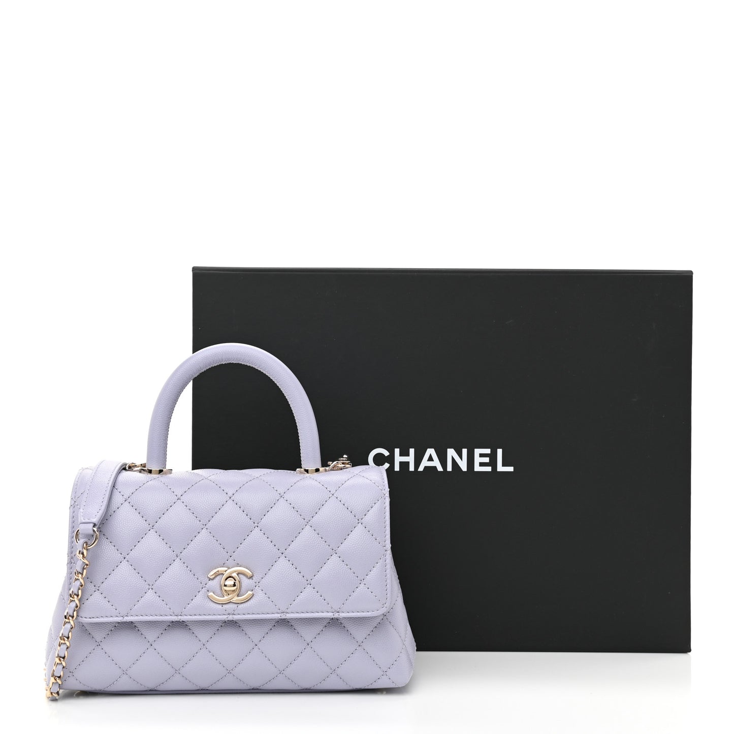 Caviar Quilted Mini Coco Handle Flap Light Purple
