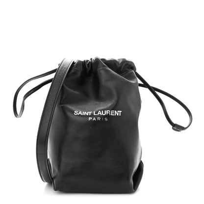 Saint Laurent Lambskin Teddy Drawstring Bag Black 1 of 11