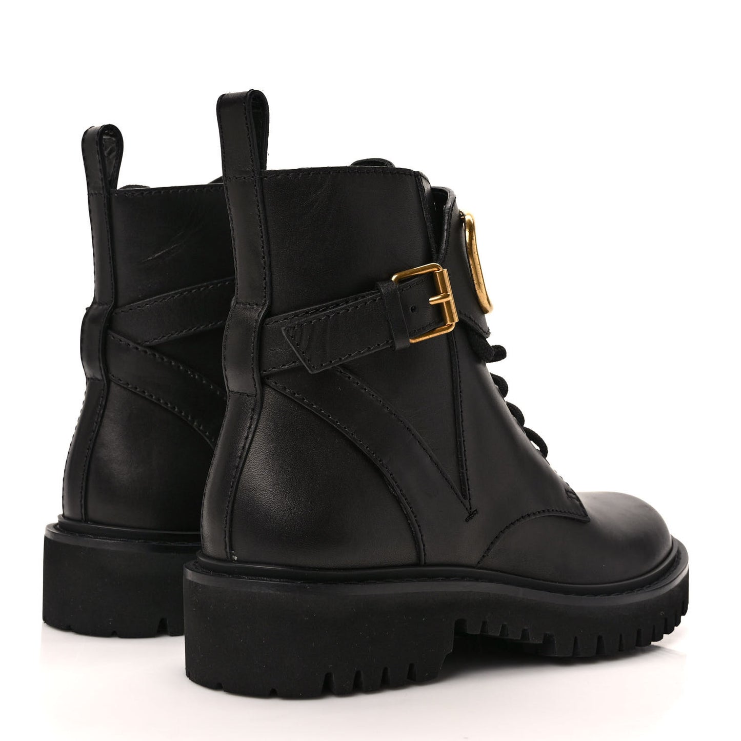 Calfskin Womens VLOGO 35mm Combat Boots 37 Black