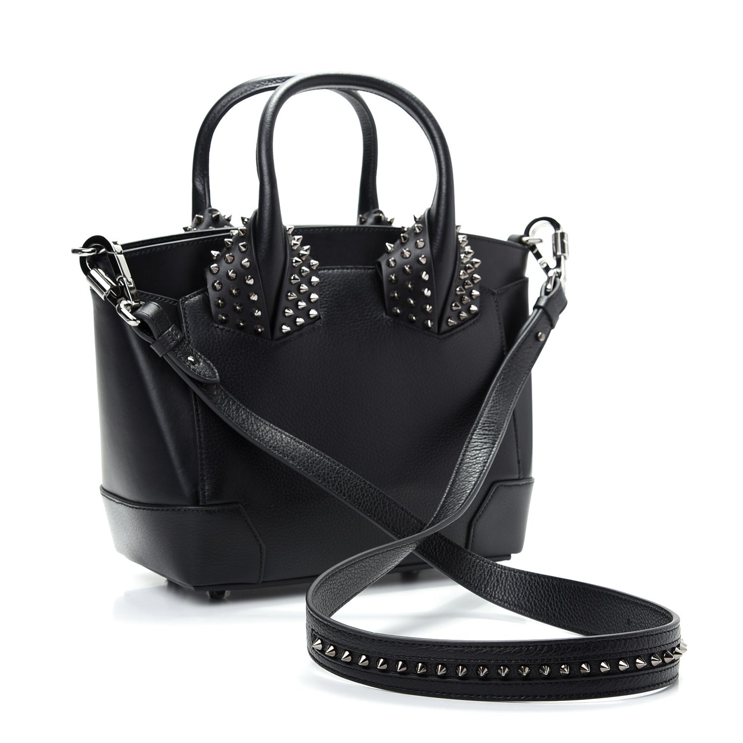 Grained Calfskin Spike Small Eloise Tote Black