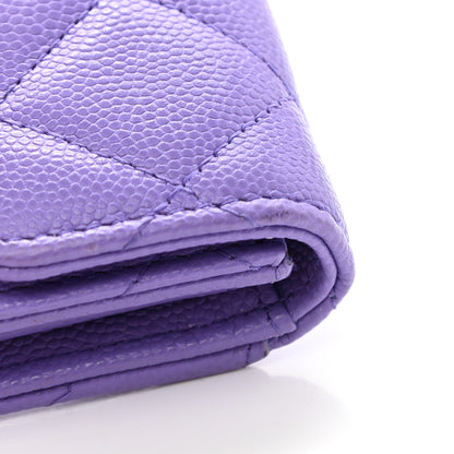 Chanel Caviar Quilted Flap Card Holder Wallet Purple 9 of 9